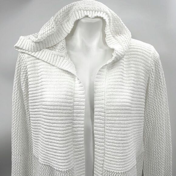 Mystree large white knit hooded beach sweater - Picture 1 of 8
